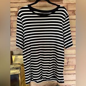 GAP Black and White Striped Short Sleeve Modern Tee